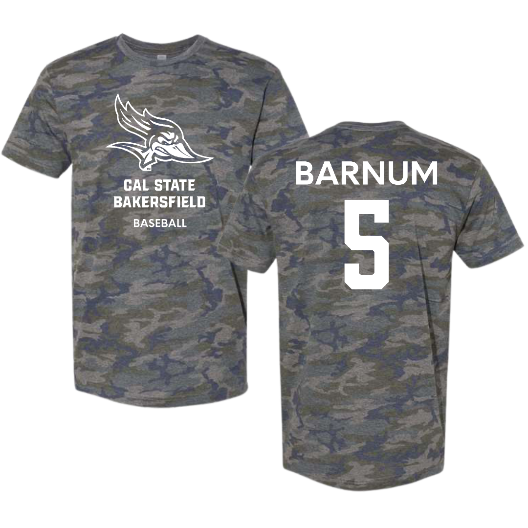 California State University-Bakersfield Baseball Vintage Camo Tee - #5 Lewis Barnum