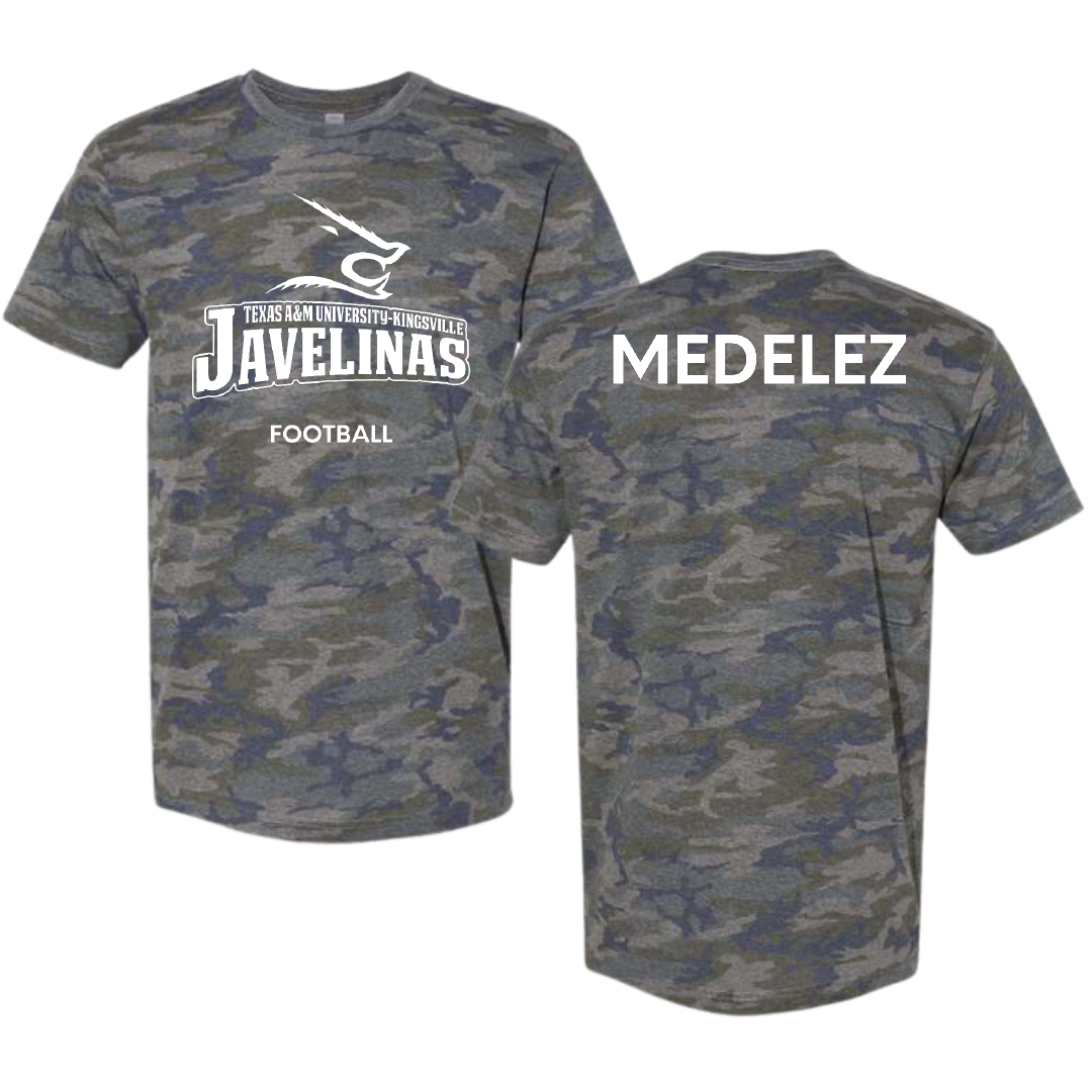Texas A&M University-Kingsville Football Vintage Camo Tee - Christopher Medelez