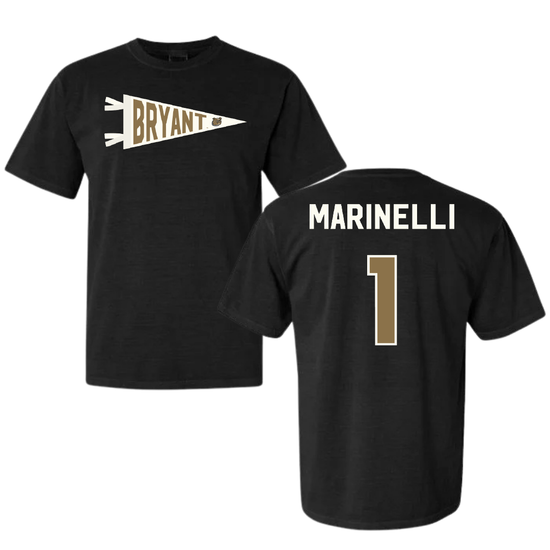Bryant University Soccer Black Pennant Comfort Colors Tee - #1 Luca Marinelli