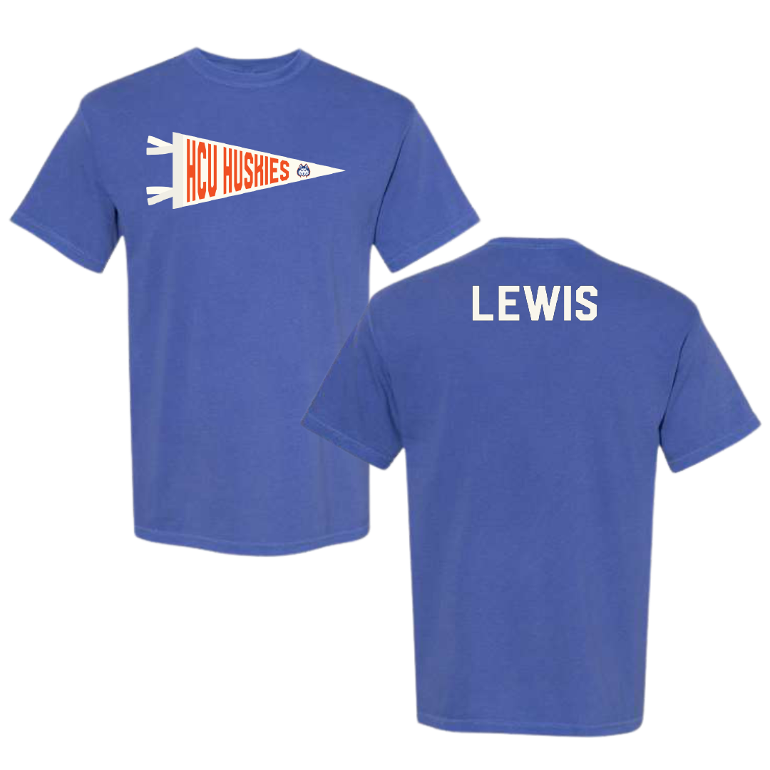 Houston Christian University Football Blue Pennant Comfort Colors Tee - Darius Lewis