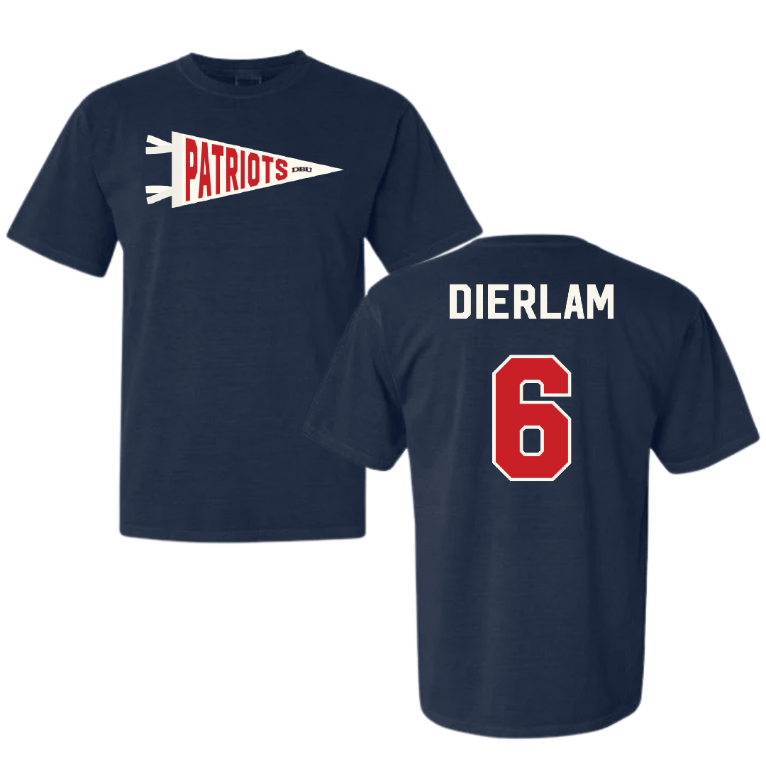 Dallas Baptist University Soccer Navy Pennant Comfort Colors Tee - #6 Hunter Dierlam