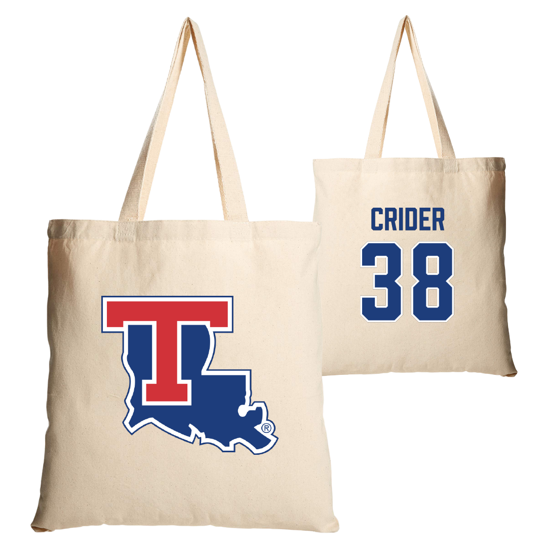 Louisiana Tech University Baseball Tan Canvas Tote Bag - #38 Nate Crider