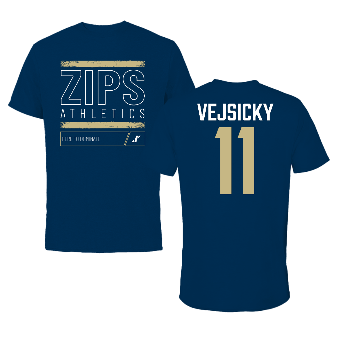 University of Akron Basketball Navy Dominate Performance Tee - #11 Maddie Vejsicky