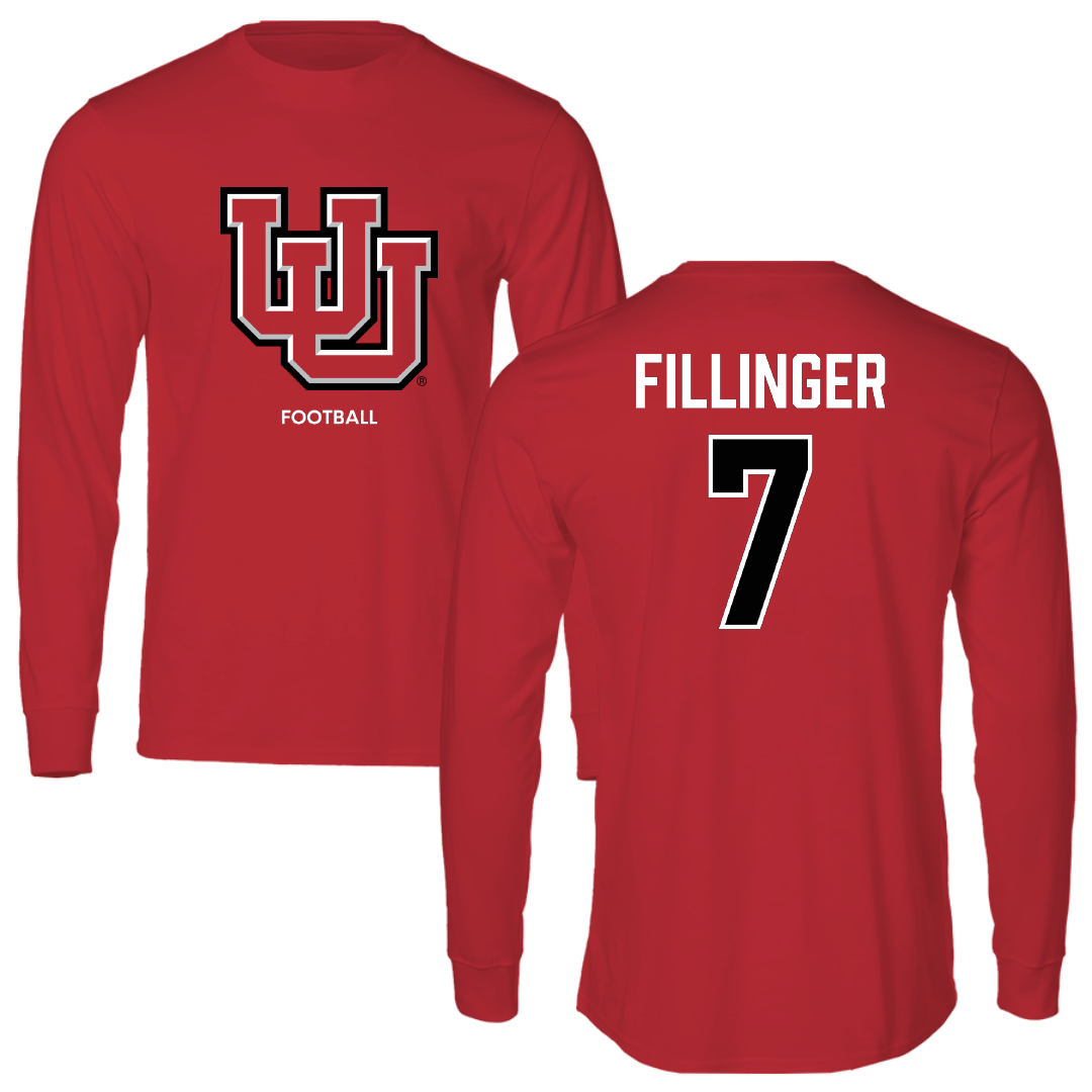 University of Utah Football Red Block Long Sleeve - #7 Van Fillinger