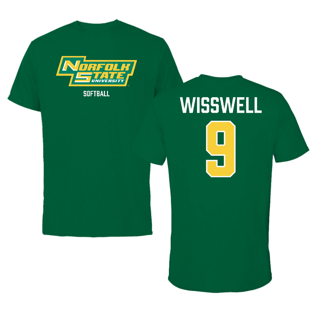 Norfolk State University Softball Green Tee - #9 Leah Wisswell