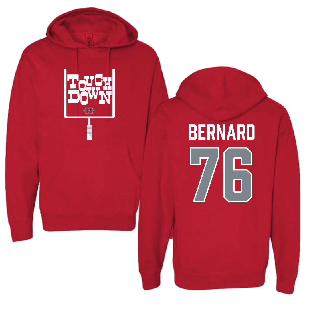 Nicholls State University Football Red Touchdown Hoodie - #76 Ryan Bernard