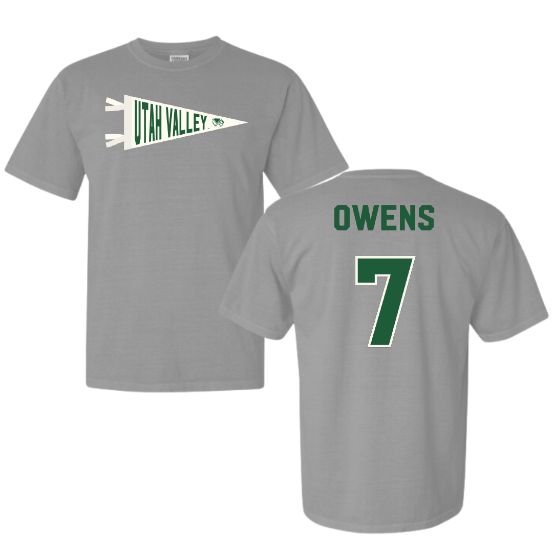 Utah Valley University Soccer Light Gray Pennant Comfort Colors Tee - #7 Mia Owens