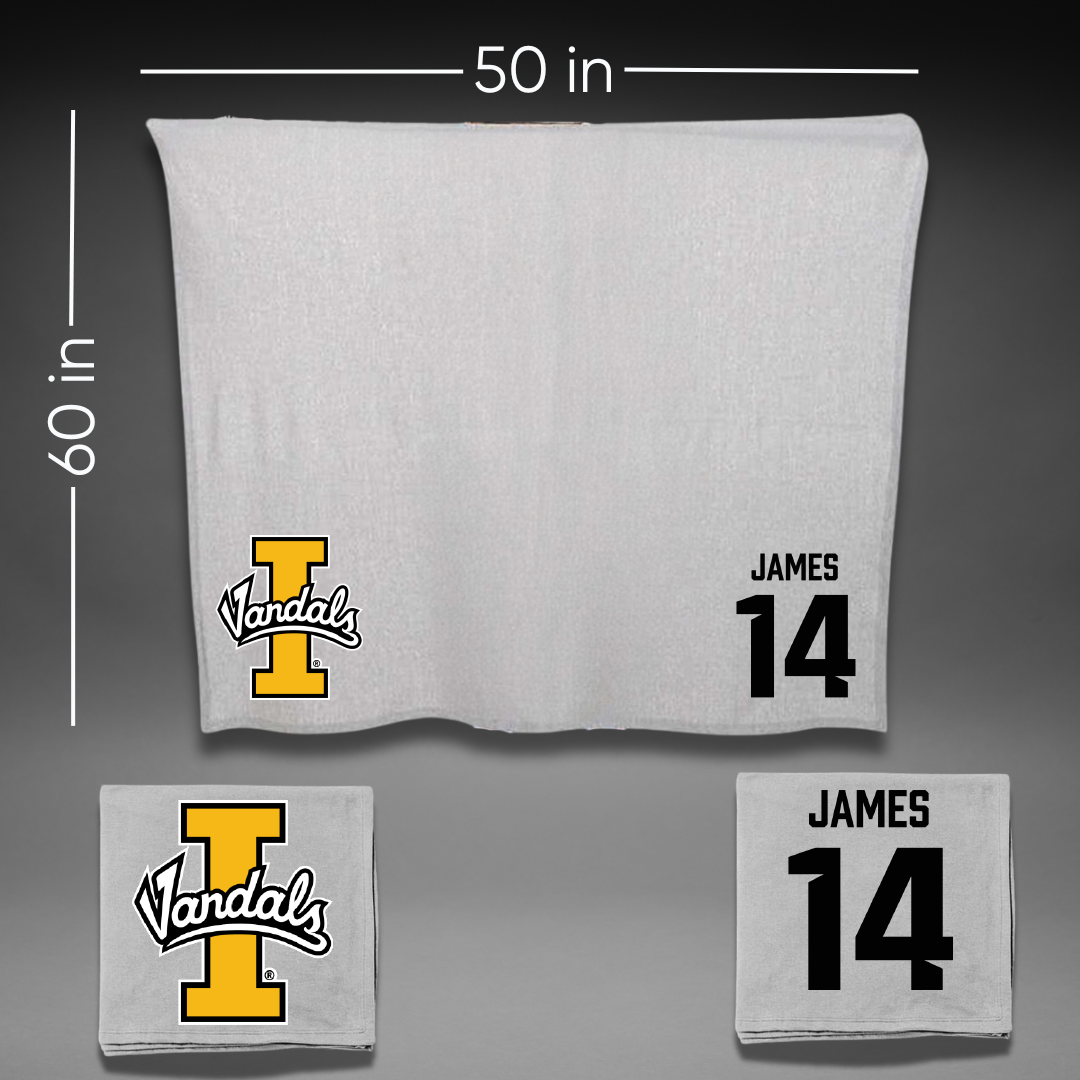 University of Idaho Soccer Gray Vandals Blanket - #14 Emma James