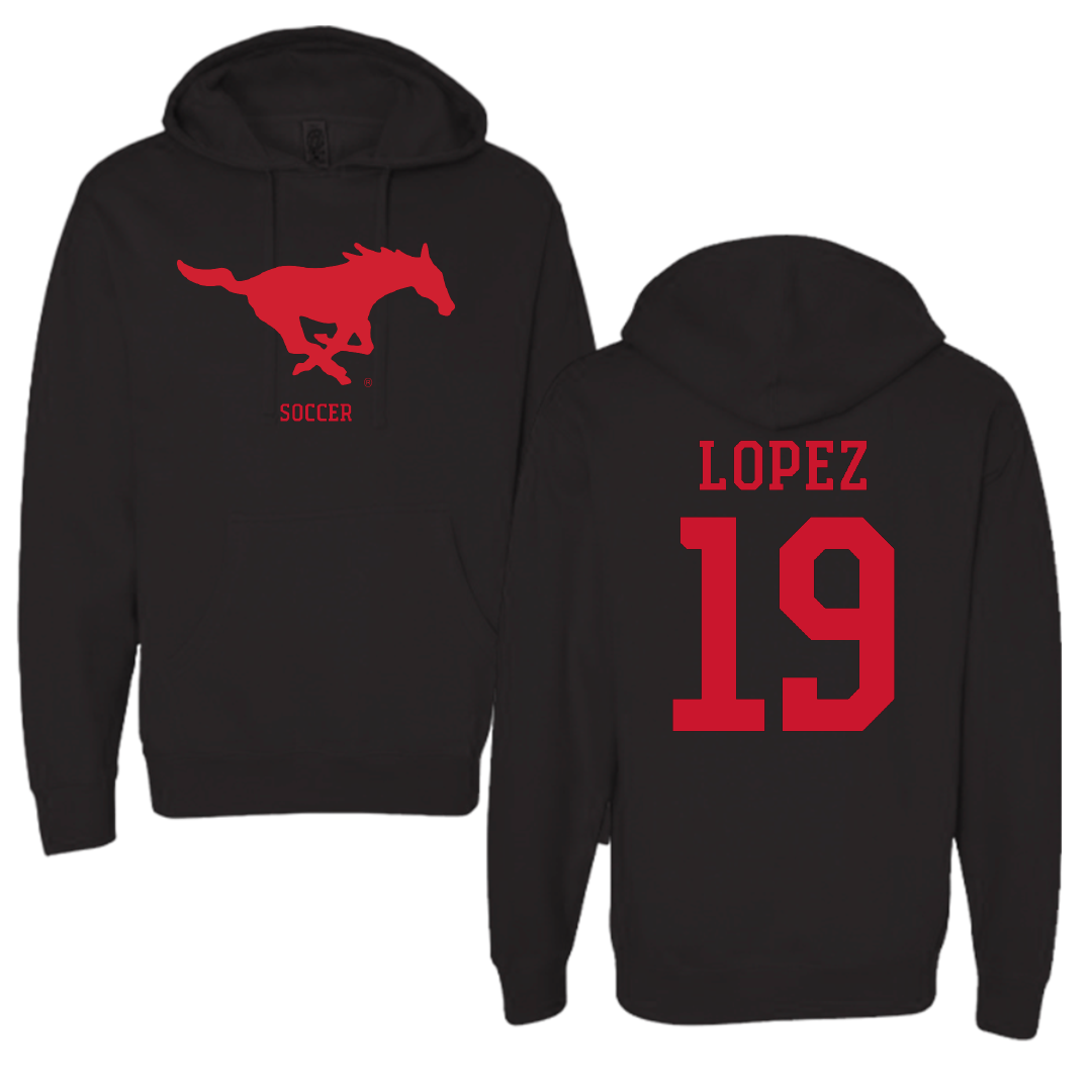 Southern Methodist University Soccer (M) Black Mascot Hoodie - #19 Milton Lopez