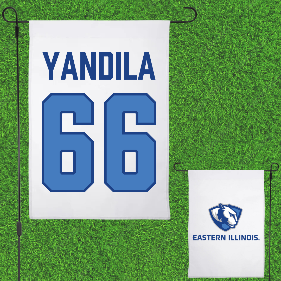 Eastern Illinois University Football White Garden Flag - #66 Jordan Yandila