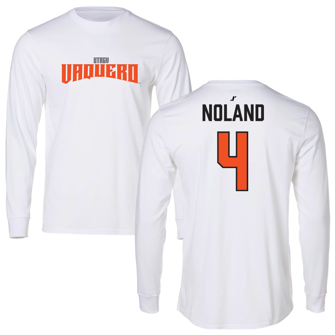 The University of Texas Rio Grande Valley Football White Classic Performance Long Sleeve - #4 Xayvion Noland