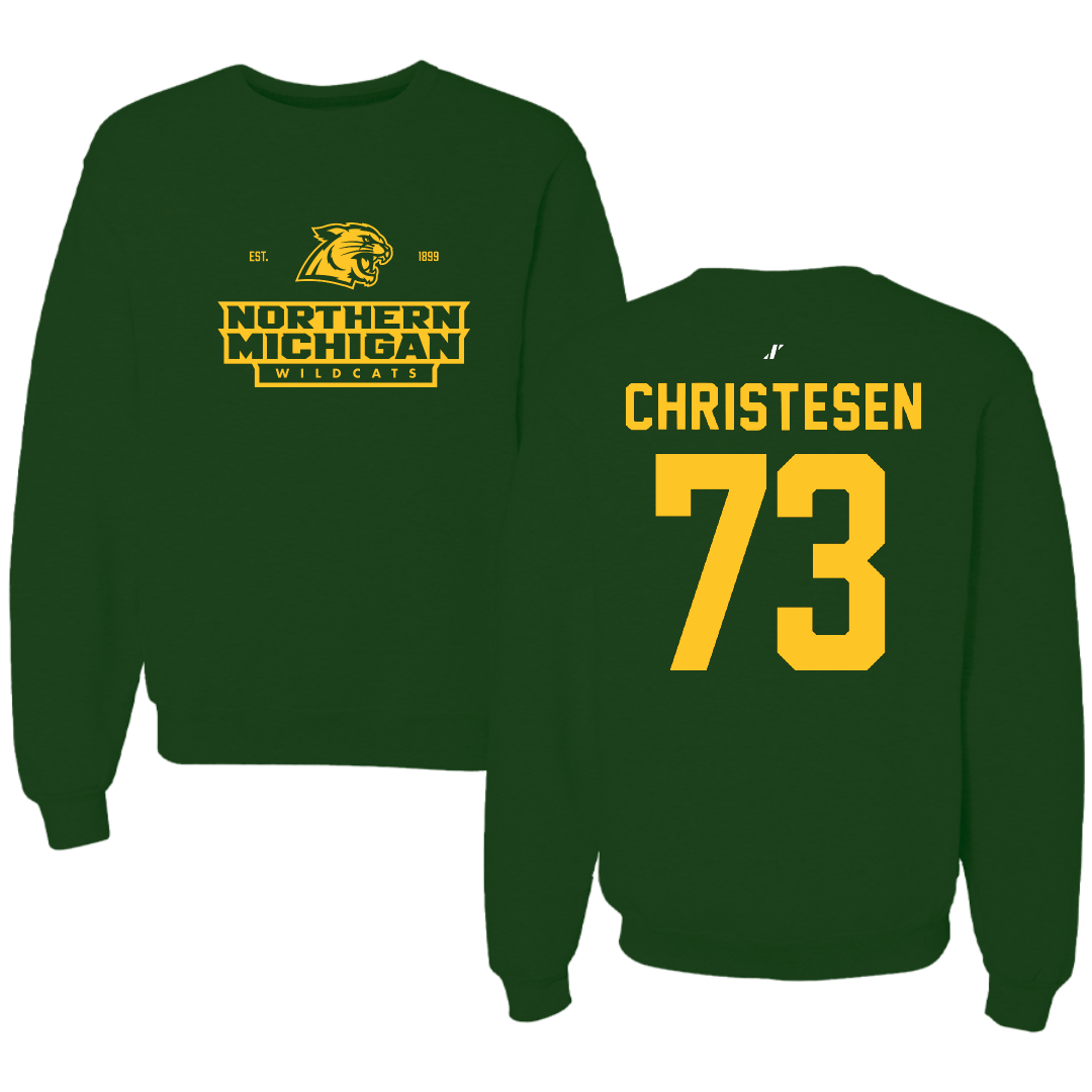 Northern Michigan University Football Forest Green General Crewneck - #73 Charlie Christesen
