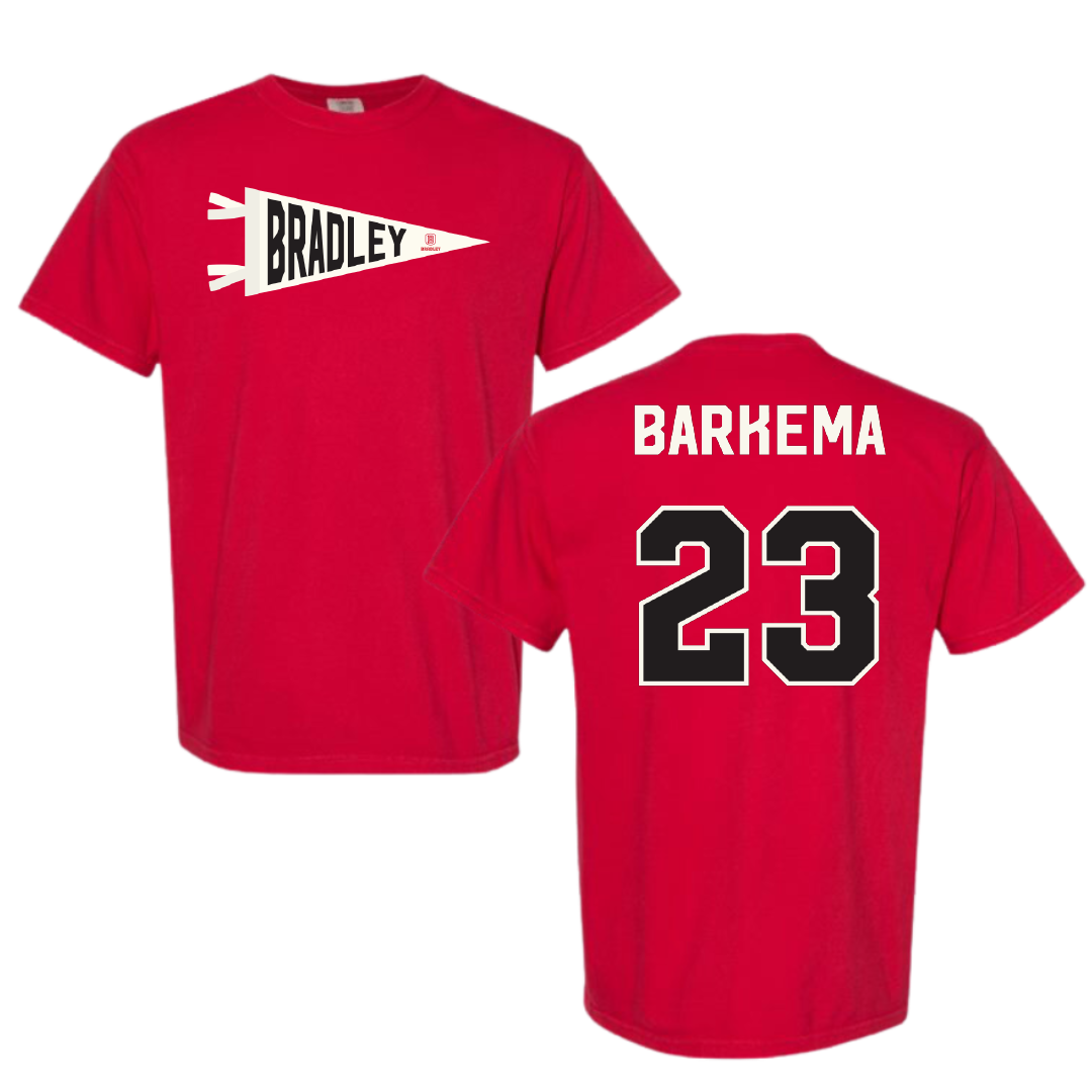 Bradley University Basketball Red Pennant Comfort Colors Tee - #23 Reagan Barkema