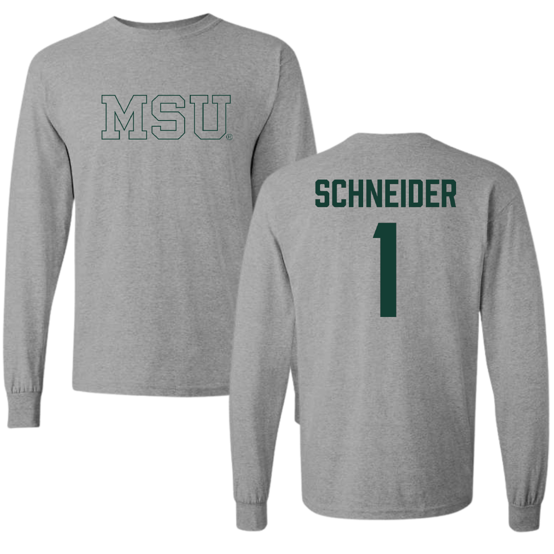 Michigan State University Volleyball Sport Gray Long Sleeve - #1 Lia Schneider