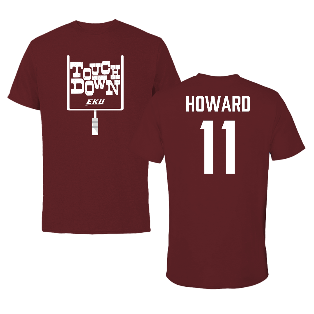 Eastern Kentucky University Football Maroon Touchdown Performance Tee - #11 Blake Howard