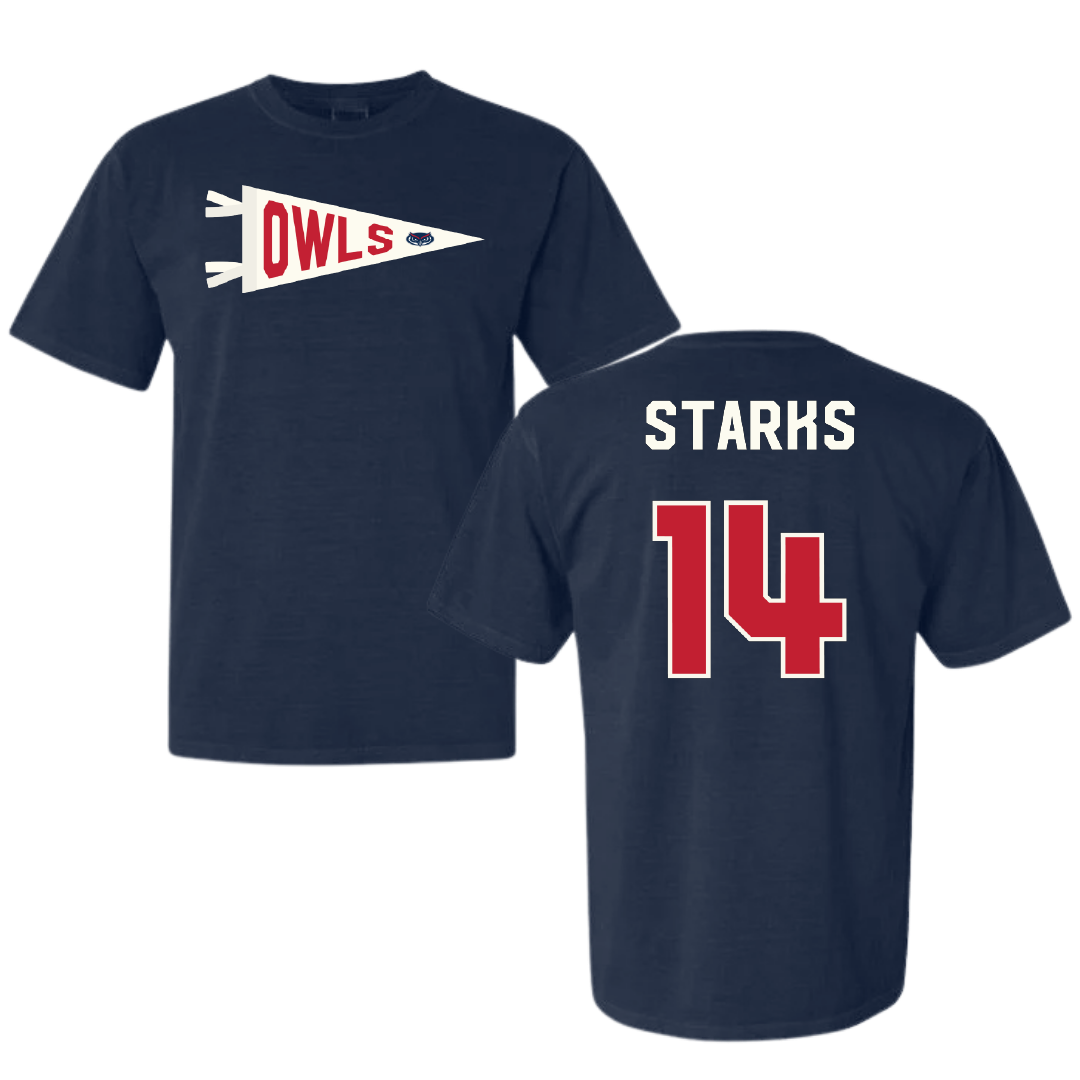 Florida Atlantic University Football Navy Pennant Comfort Colors Tee - #14 Tyriq Starks
