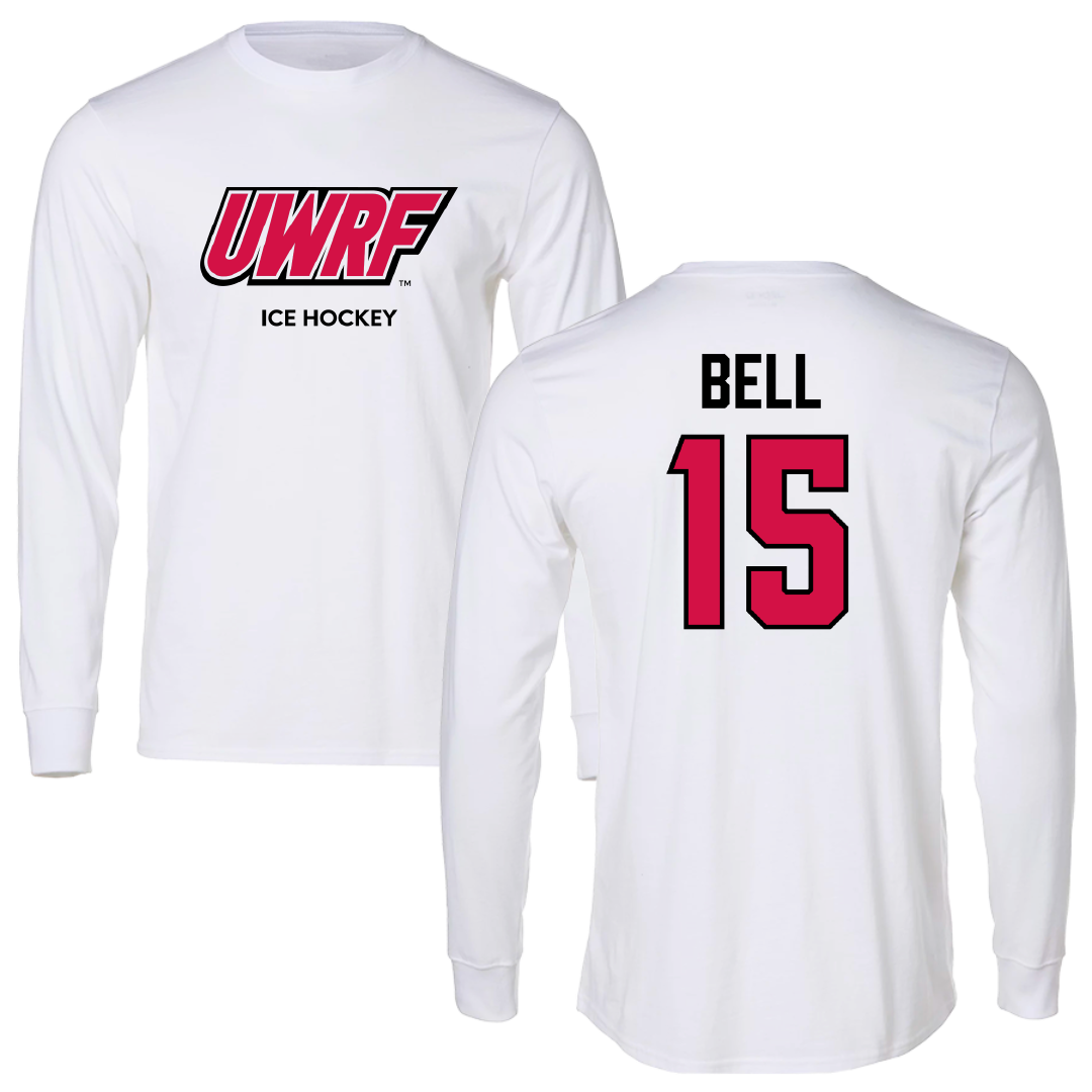 University of Wisconsin-River Falls Ice Hockey (W) White Performance Long Sleeve - #15 Katherine Bell
