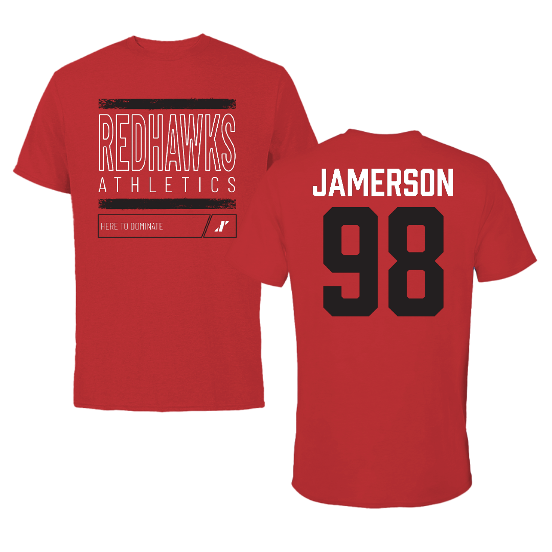Southeast Missouri State University Football Red Dominate Tee - #98 Michael Jamerson