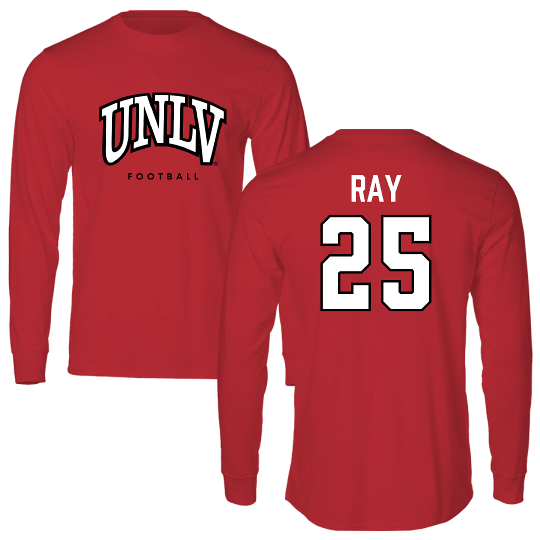 University of Nevada-Las Vegas Football Red Block Long Sleeve - #25 Rogerick Ray