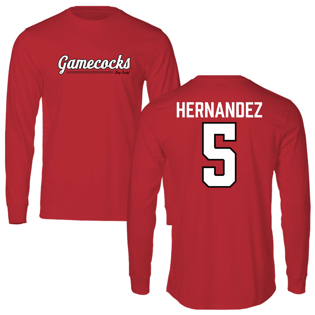 Jacksonville State University Baseball Red General Performance Long Sleeve - #5 Javon Hernandez