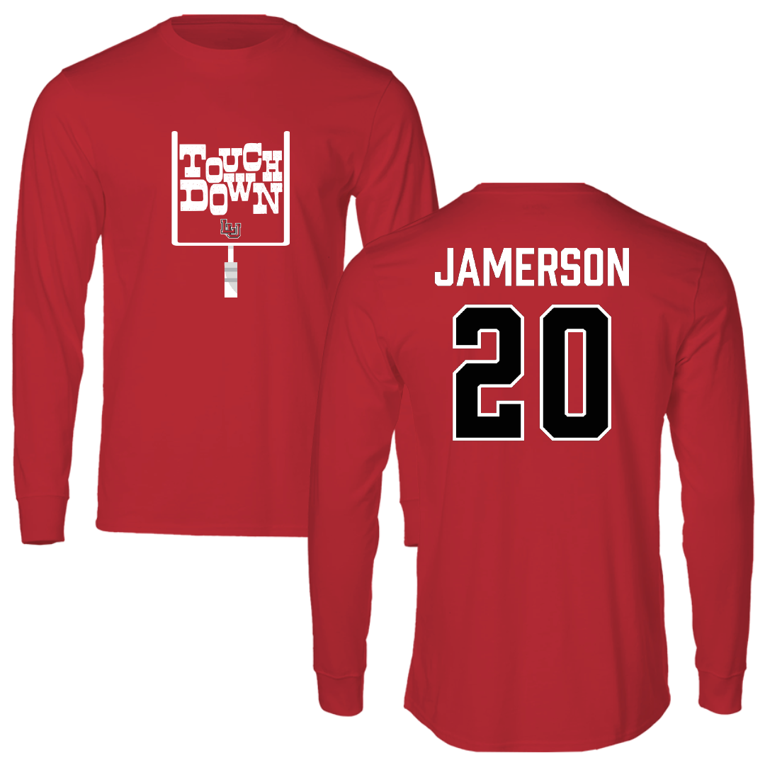 Lamar University Football Red Touchdown Performance Long Sleeve - #20 Kybo Jamerson