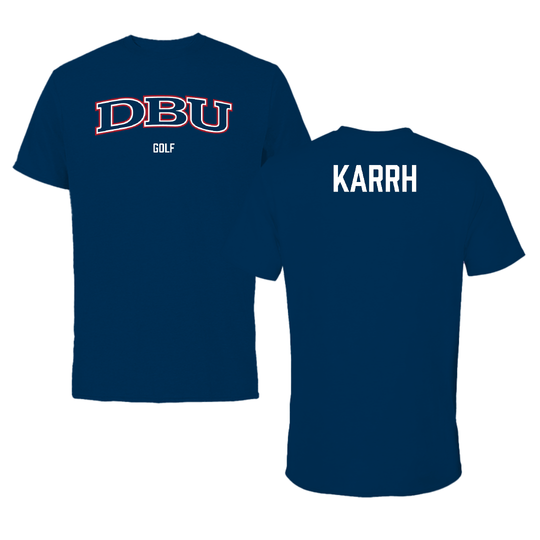 Dallas Baptist University Golf (W) Navy Performance Tee - Jordan Karrh