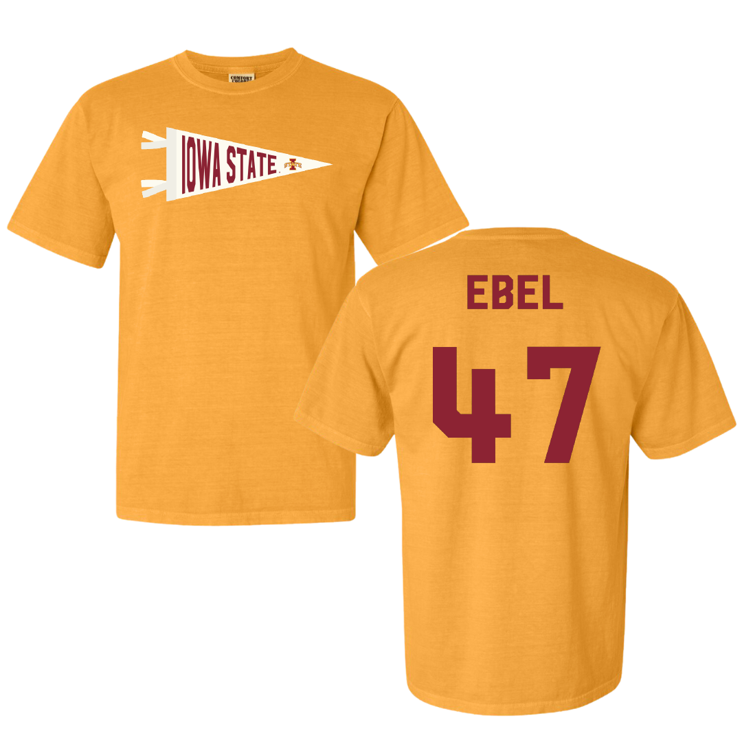 Iowa State University Football Gold Pennant Comfort Colors Tee - #47 Kooper Ebel