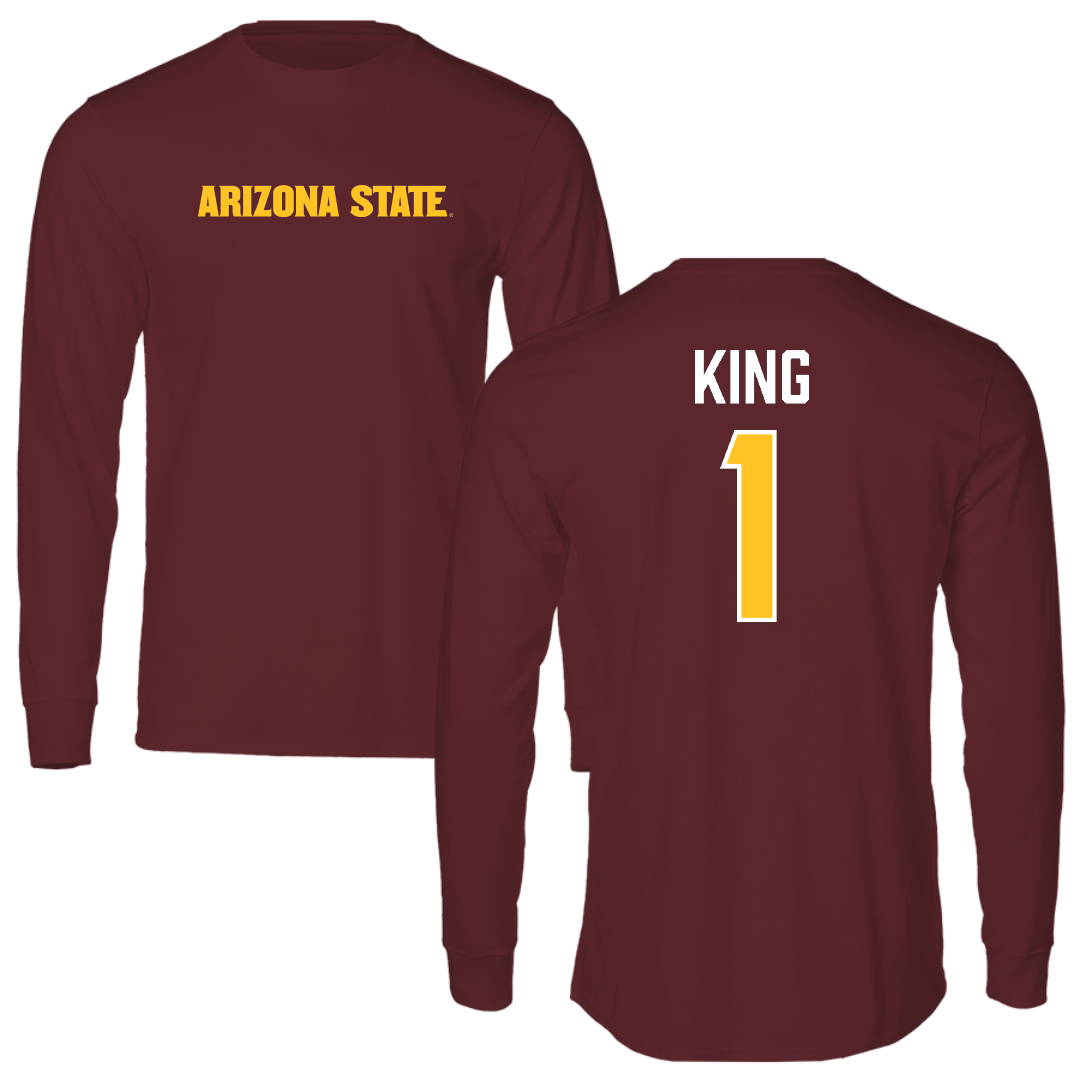 Arizona State University Baseball Maroon Performance Long Sleeve - #1 Matt King