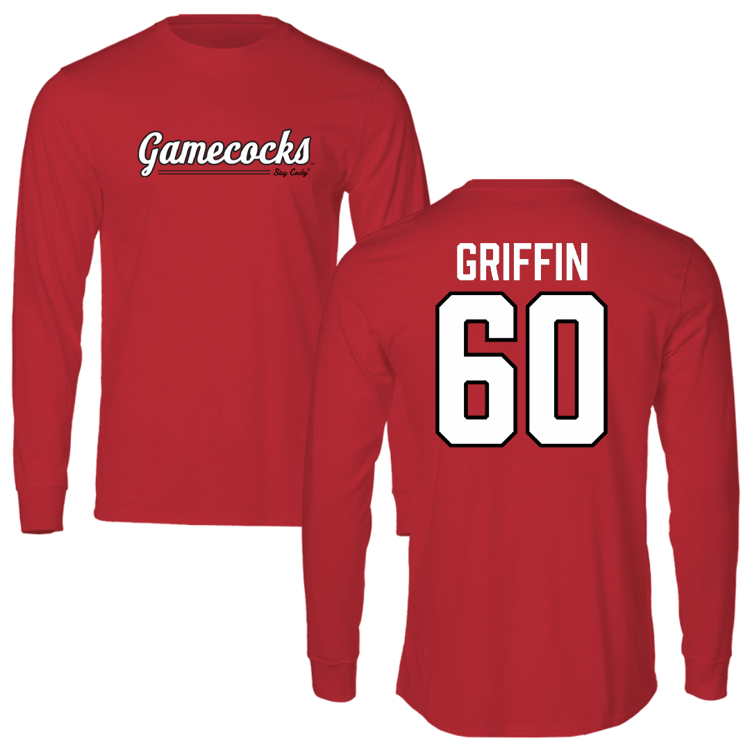 Jacksonville State University Football Red General Performance Long Sleeve - #60 Cameron Griffin