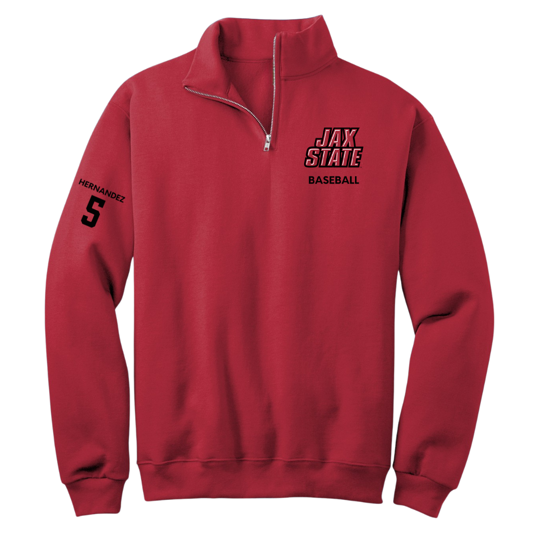 Jacksonville State University Baseball Red Quarter-Zip - #5 Javon Hernandez