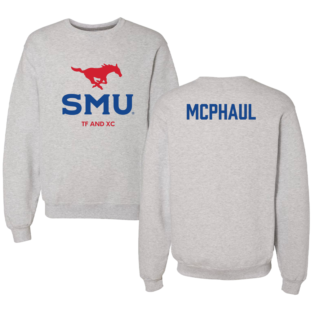 Southern Methodist University TF and XC Light Gray Crewneck - Camryn McPhaul