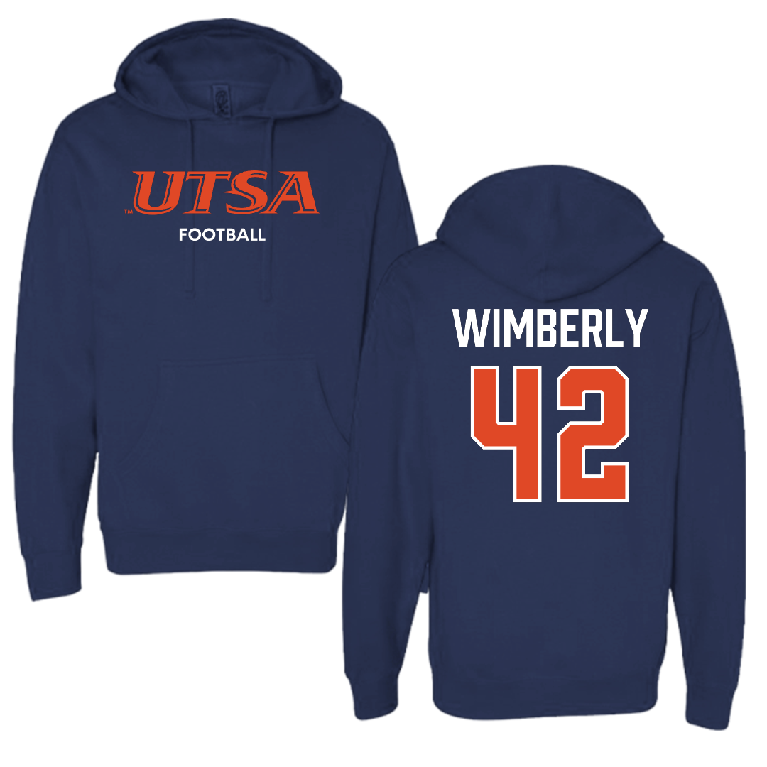 University of Texas at San Antonio Football Navy Hoodie - #42 Daemian Wimberly
