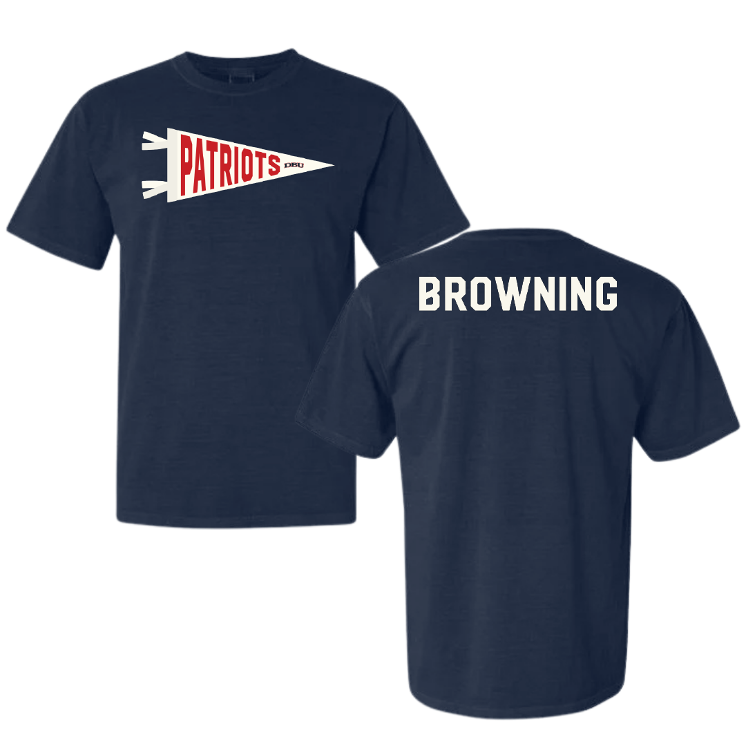 Dallas Baptist University TF and XC Navy Pennant Comfort Colors Tee - Luke Browning