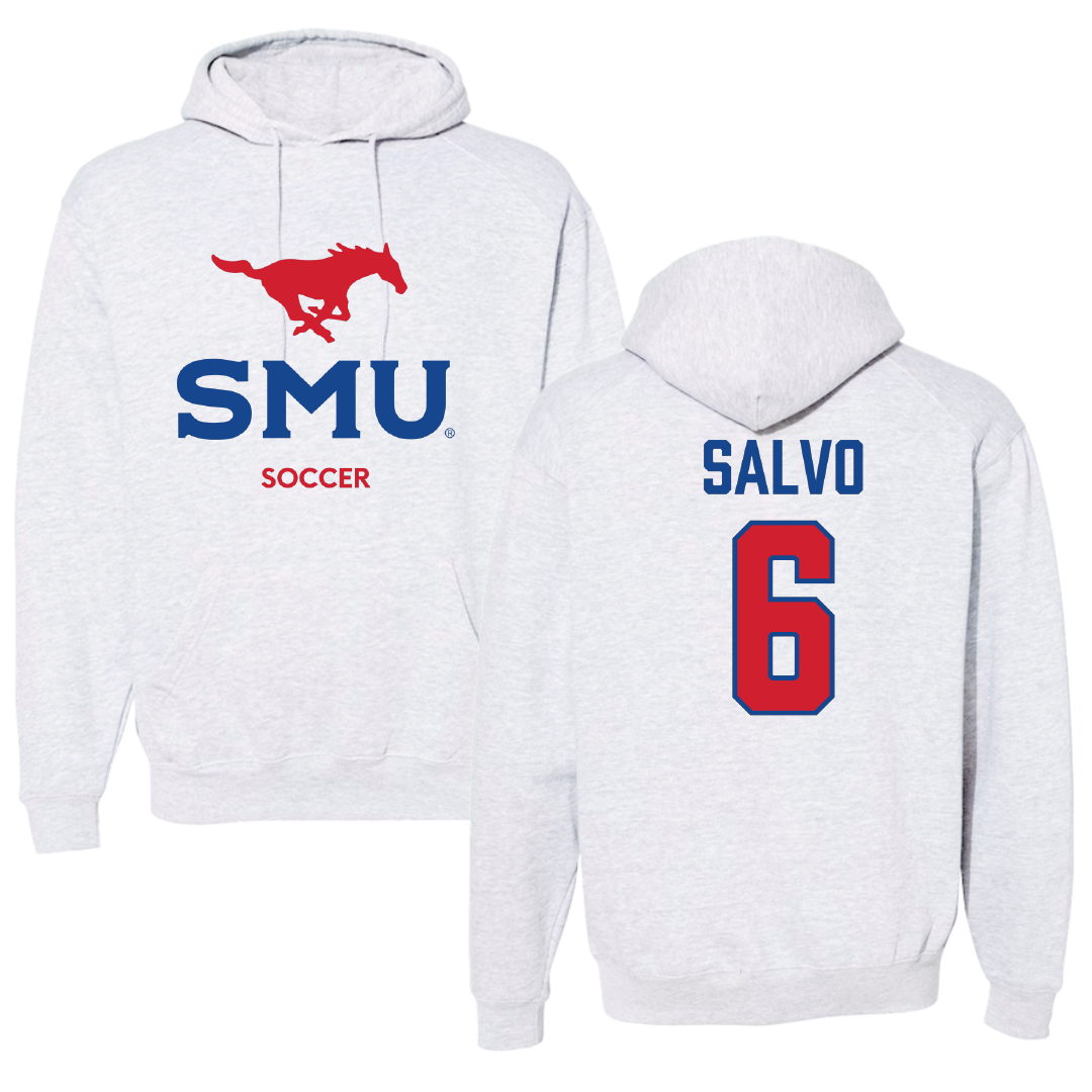 Southern Methodist University Soccer (M) Light Gray Hoodie - #6 Alex Salvo