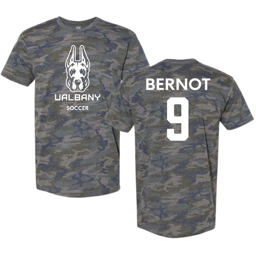 University at Albany Soccer (W) Vintage Camo Tee - #9 Tiffany Bernot