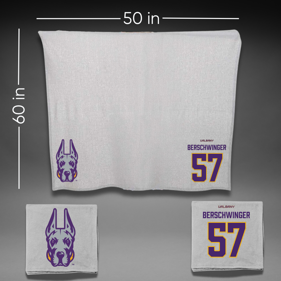 University at Albany Football Gray Blanket - #57 Troy Berschwinger