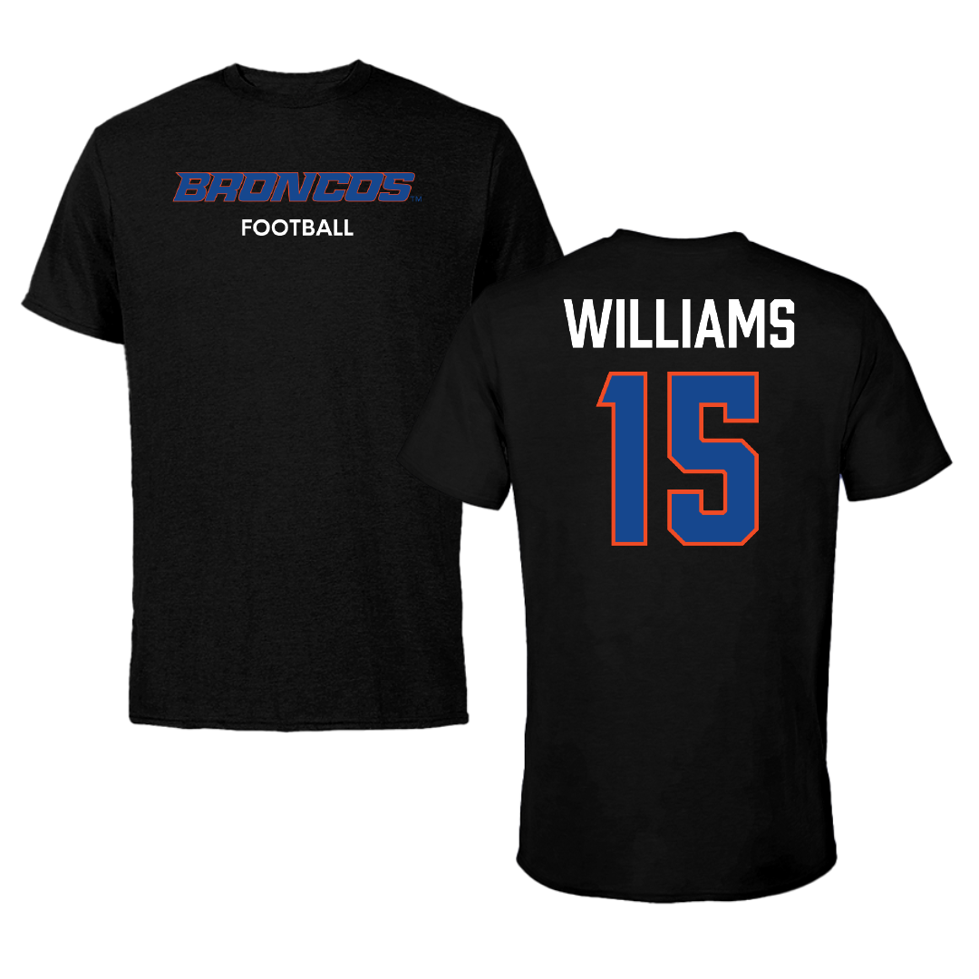 Boise State University Football Black Tee - #15 Malakai Williams