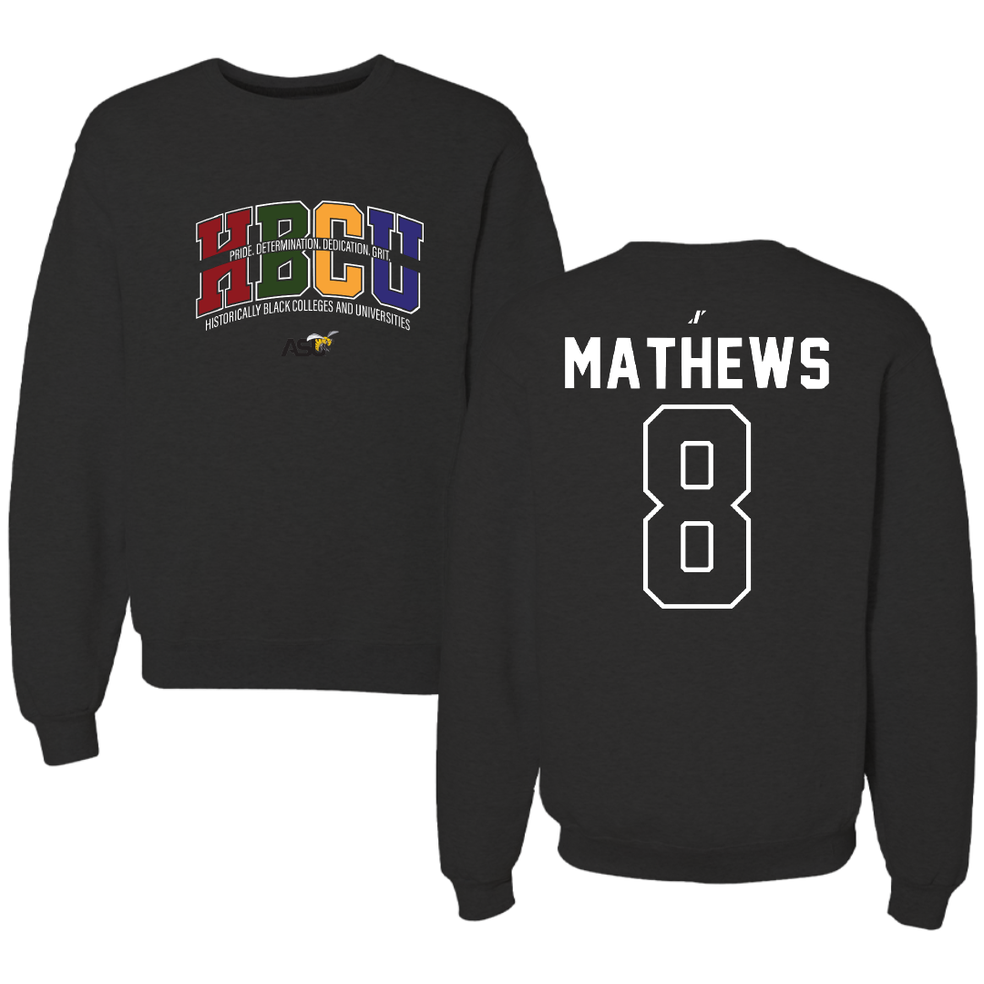 Alabama State University Soccer Black HBCU Crewneck - #8 Erica Mathews