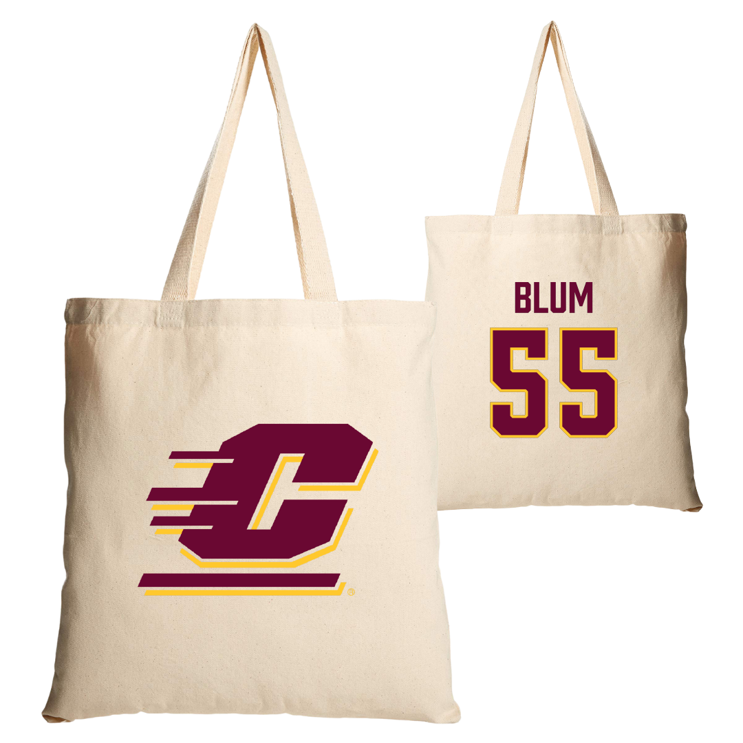 Central Michigan University Football Tan Canvas Tote Bag - #55 Ryan Blum