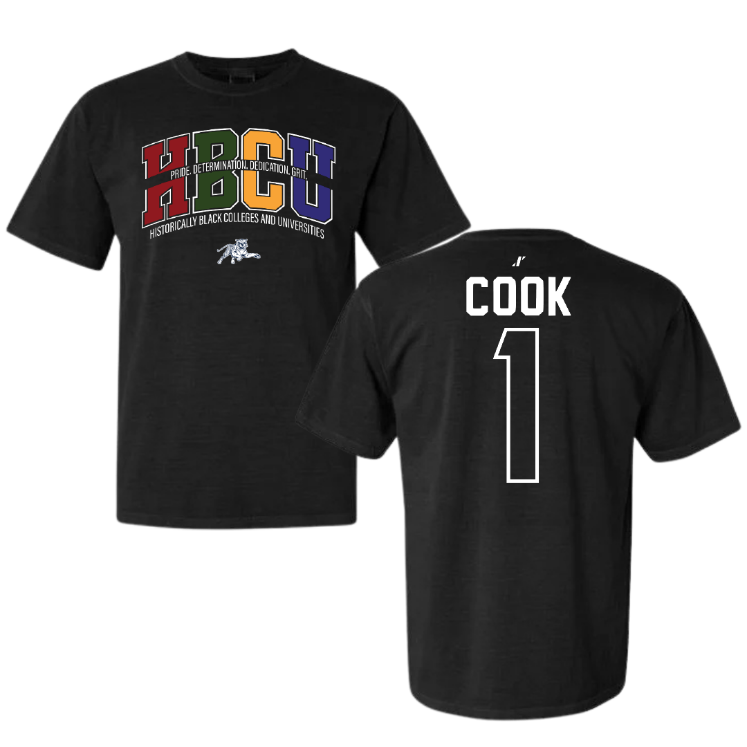 Jackson State University Basketball Black HBCU Comfort Colors Tee - #1 Zeke Cook