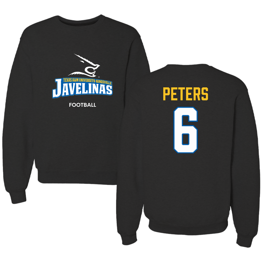Texas A&M University-Kingsville Football Black Crewneck - #6 De'Marcus Peters