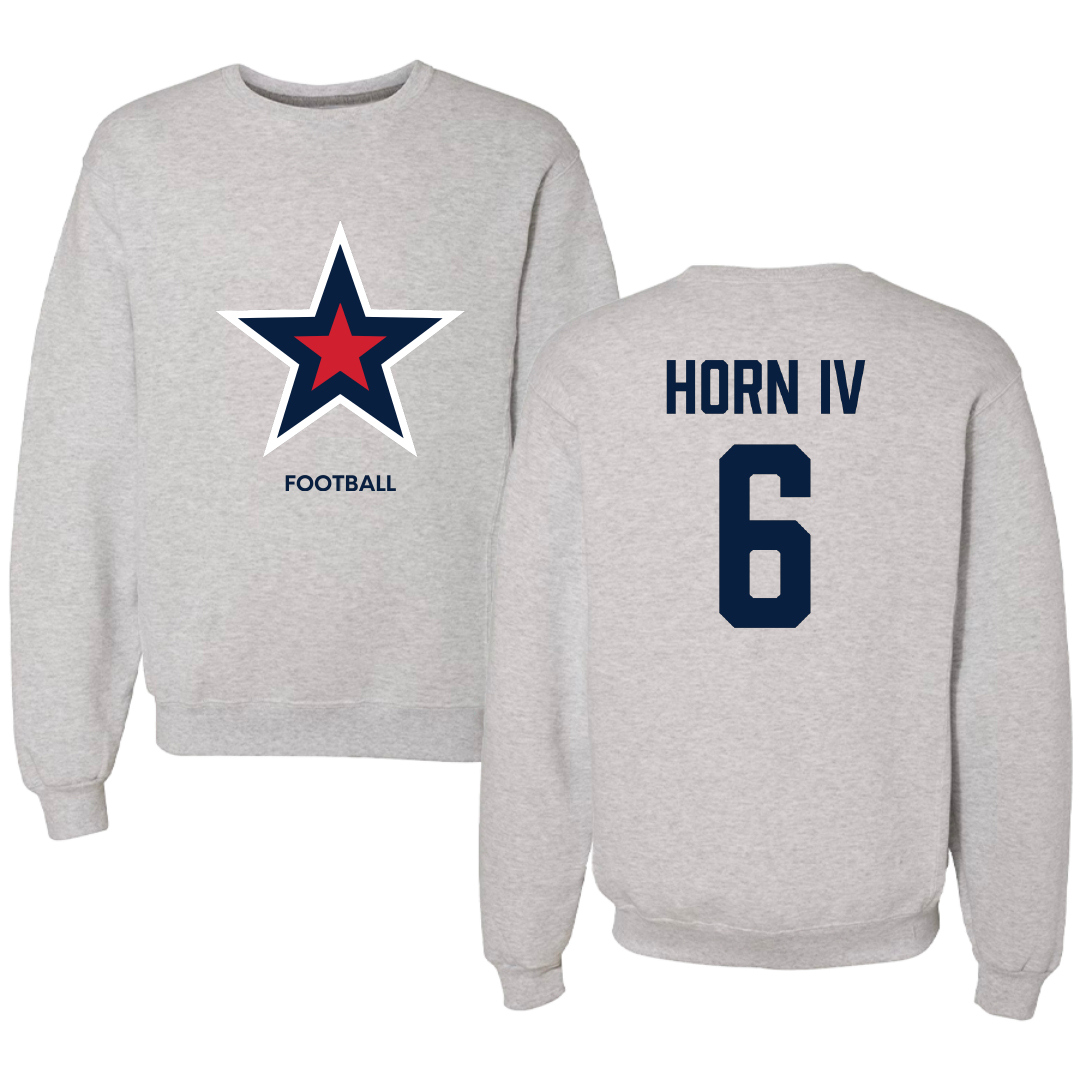 Robert Morris University Football Light Gray Crewneck - #6 Will Horn IV