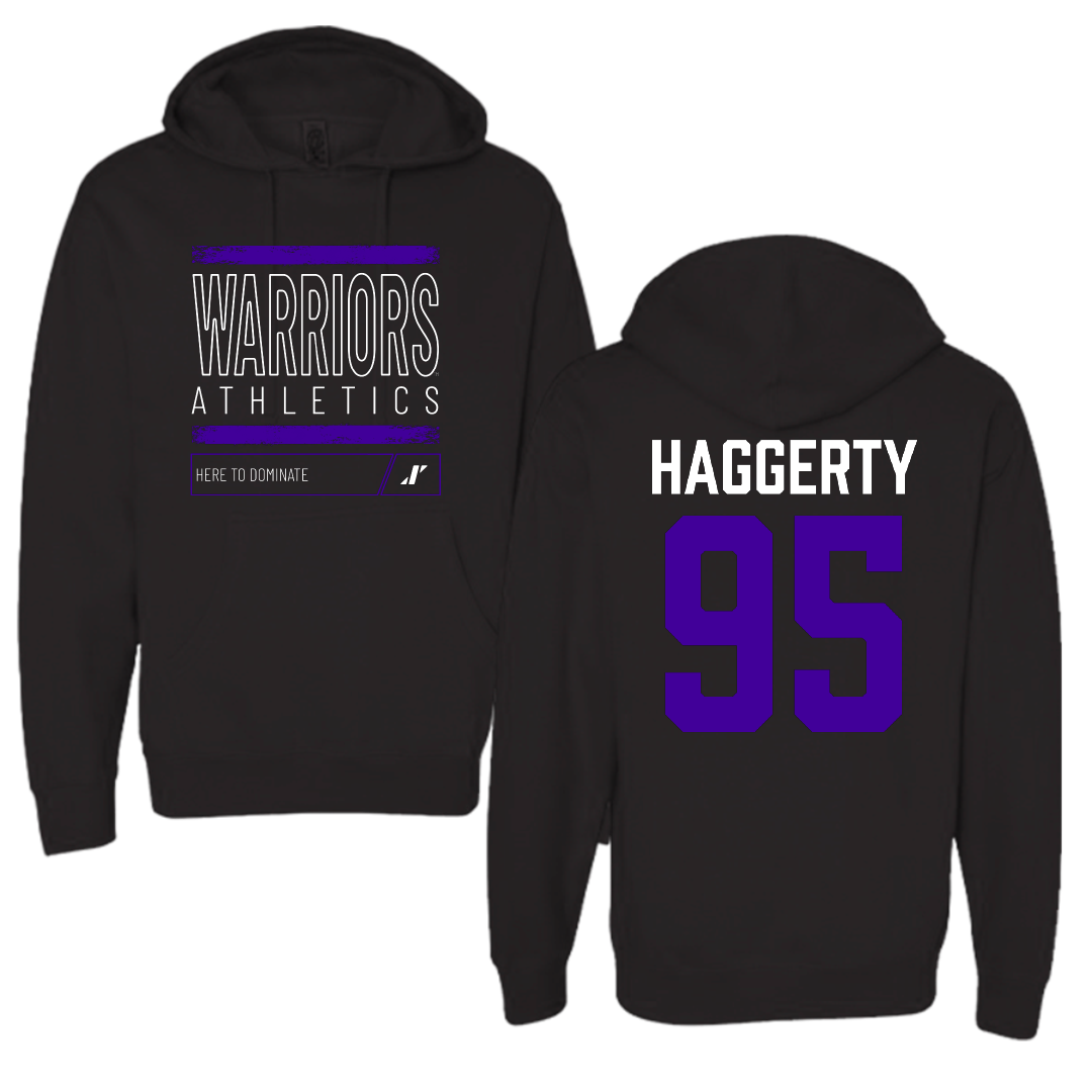 Winona State University Football Black Dominate Hoodie - #95 Conner Haggerty