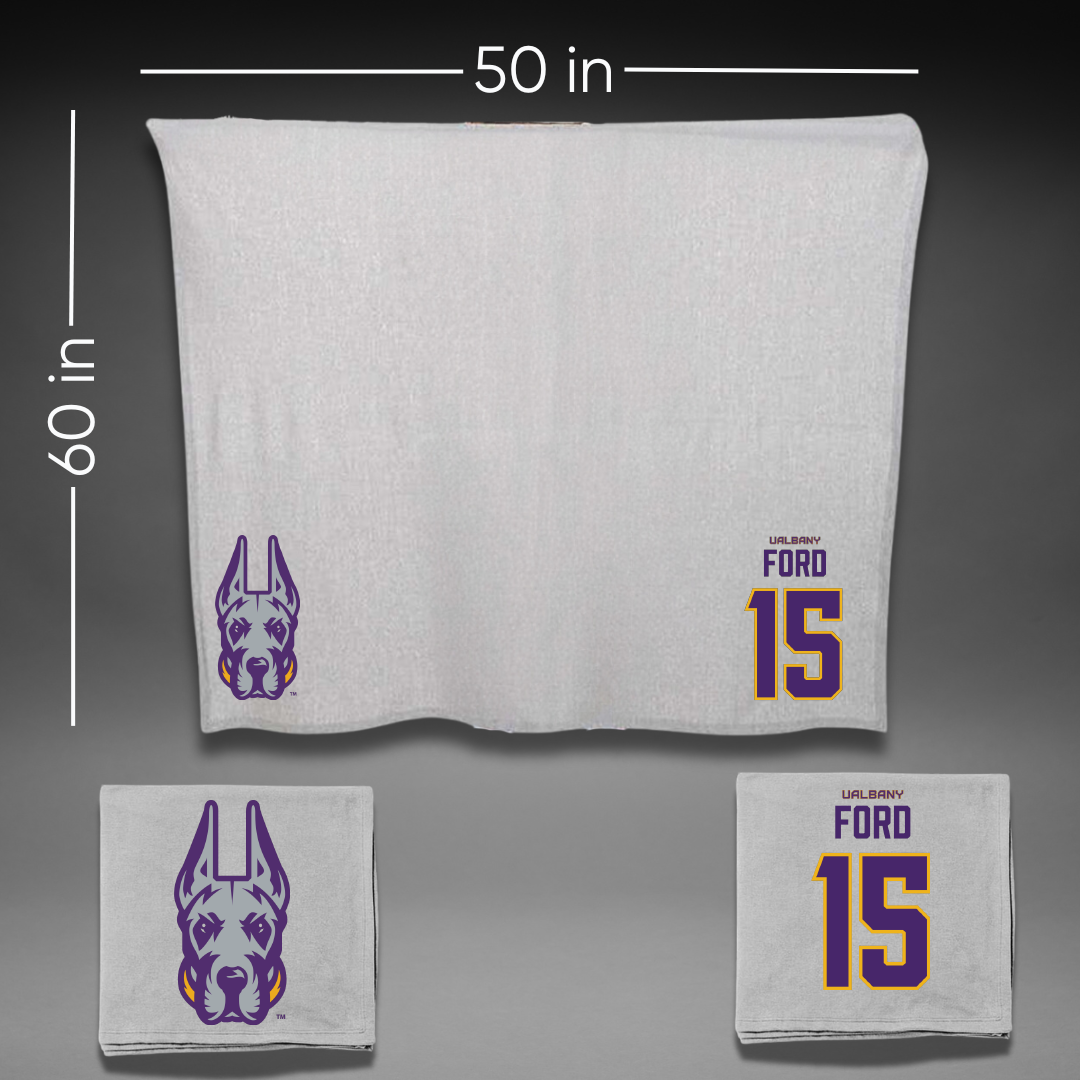 University at Albany Basketball Gray Blanket - #15 Hailee Ford