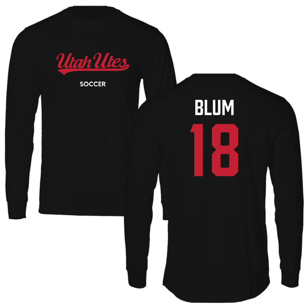 University of Utah Soccer (W) Black Utes Performance Long Sleeve - #18 Lilliah Blum