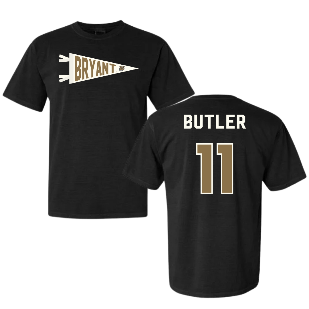 Bryant University Football Black Pennant Comfort Colors Tee - #11 TJ Butler