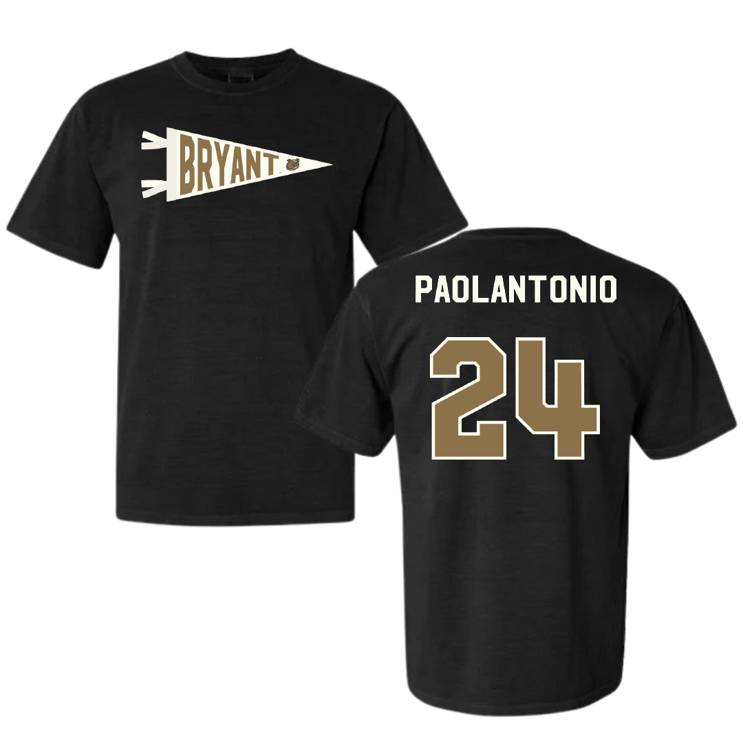 Bryant University Softball Black Pennant Comfort Colors Tee - #24 Caroline Paolantonio