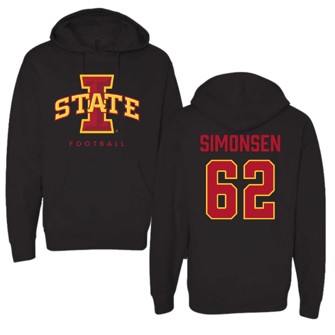 Iowa State University Football Black Hoodie - #62 Braden Simonsen