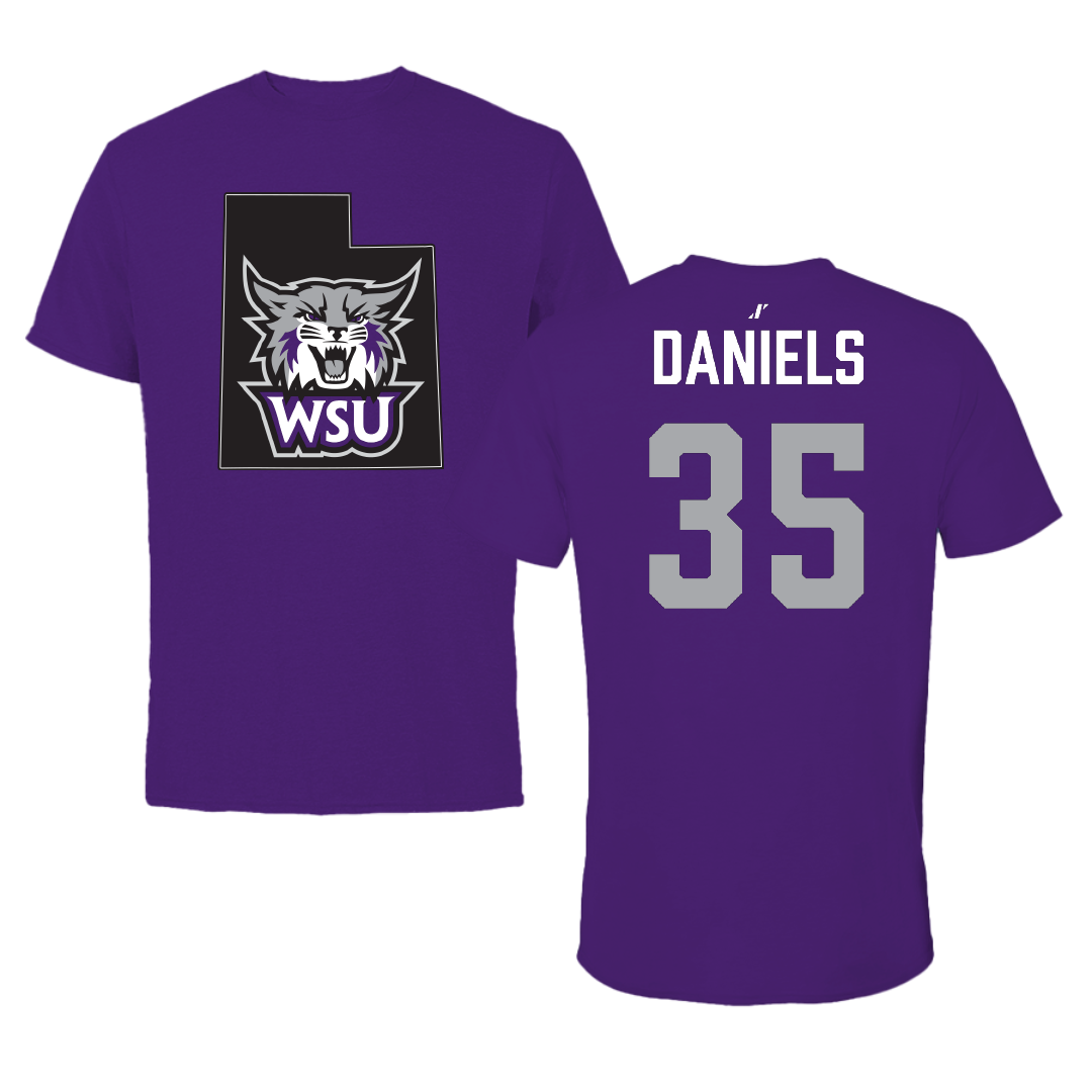 Weber State University Football Purple State Performance Tee - #35 Rishi Daniels