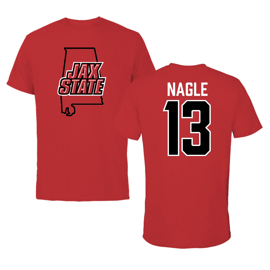 Jacksonville State University Soccer Red State Tee - #13 Tia Nagle